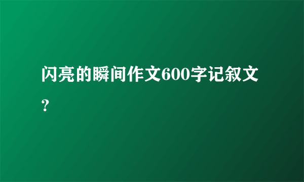 闪亮的瞬间作文600字记叙文？