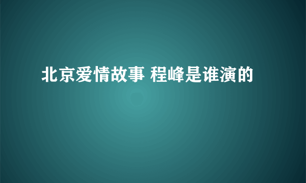 北京爱情故事 程峰是谁演的