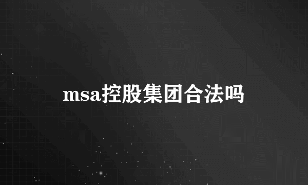 msa控股集团合法吗