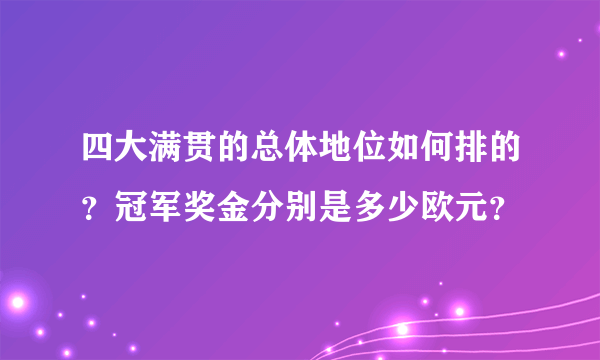 四大满贯的总体地位如何排的？冠军奖金分别是多少欧元？