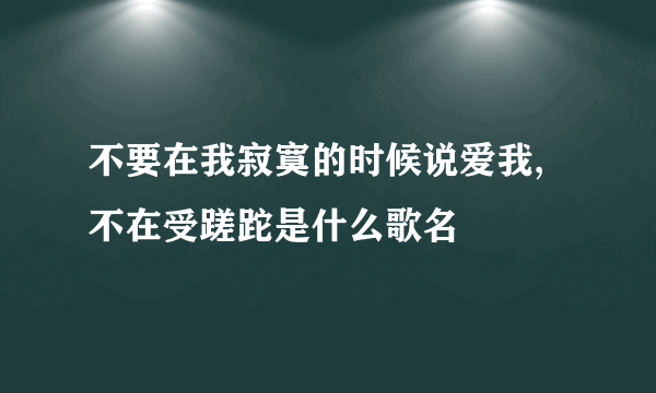 不要在我寂寞的时候说爱我,不在受蹉跎是什么歌名