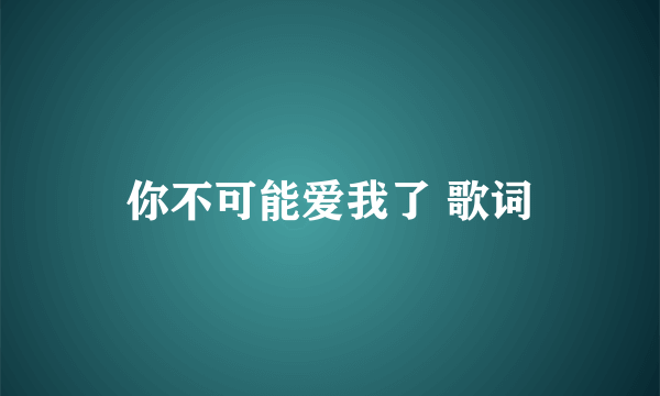 你不可能爱我了 歌词