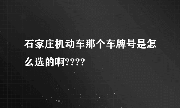 石家庄机动车那个车牌号是怎么选的啊????