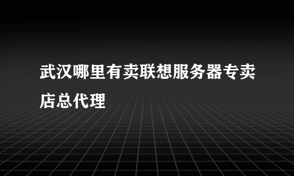 武汉哪里有卖联想服务器专卖店总代理