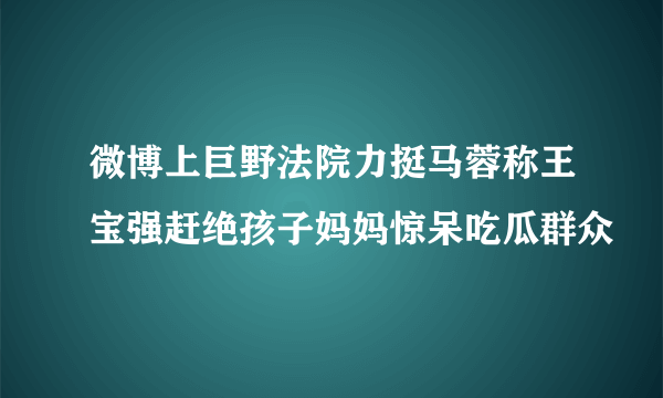 微博上巨野法院力挺马蓉称王宝强赶绝孩子妈妈惊呆吃瓜群众