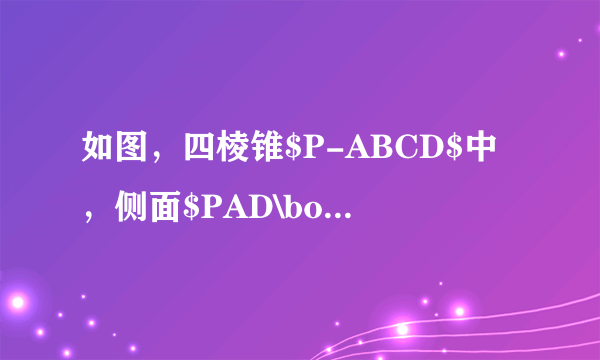 如图，四棱锥$P-ABCD$中，侧面$PAD\bot $底面$ABCD$，底面$ABCD$为梯形$,AB$