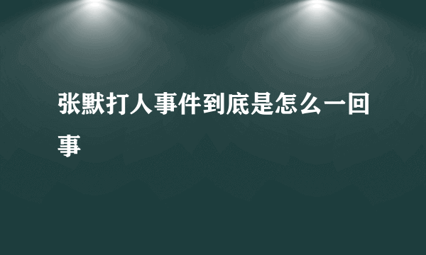 张默打人事件到底是怎么一回事