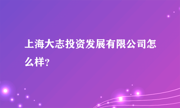 上海大志投资发展有限公司怎么样？