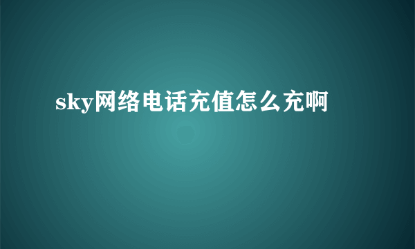 sky网络电话充值怎么充啊