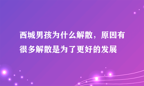 西城男孩为什么解散，原因有很多解散是为了更好的发展