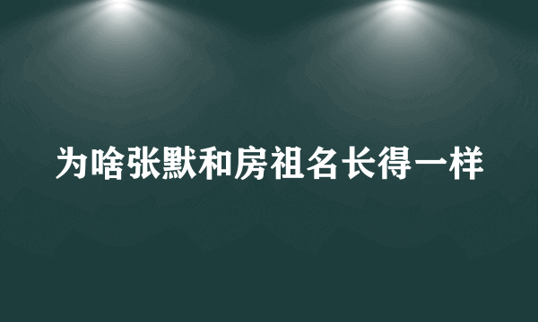 为啥张默和房祖名长得一样