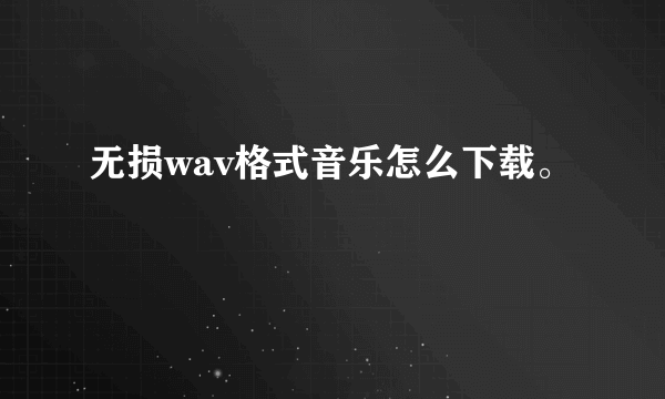 无损wav格式音乐怎么下载。