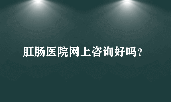 肛肠医院网上咨询好吗？