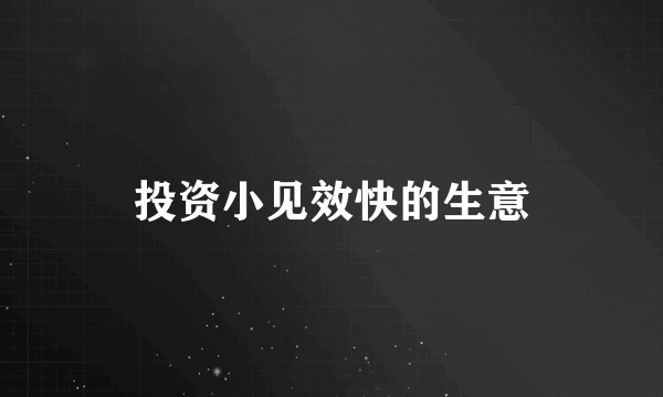 投资小见效快的生意