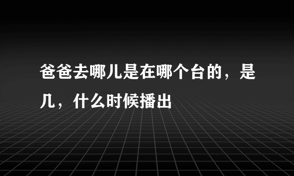 爸爸去哪儿是在哪个台的，是几，什么时候播出