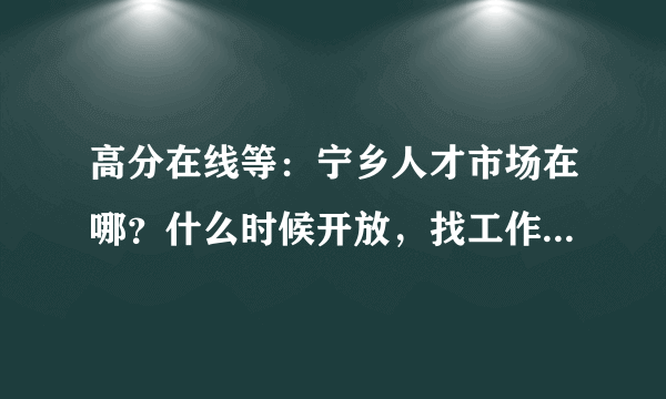 高分在线等：宁乡人才市场在哪？什么时候开放，找工作一般去哪？