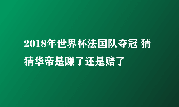 2018年世界杯法国队夺冠 猜猜华帝是赚了还是赔了