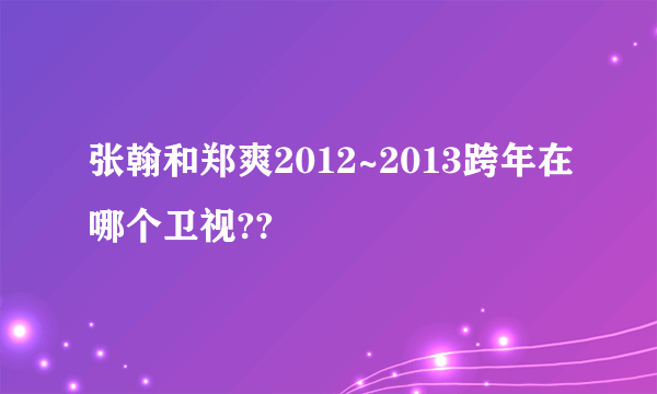 张翰和郑爽2012~2013跨年在哪个卫视??