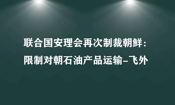 联合国安理会再次制裁朝鲜：限制对朝石油产品运输-飞外