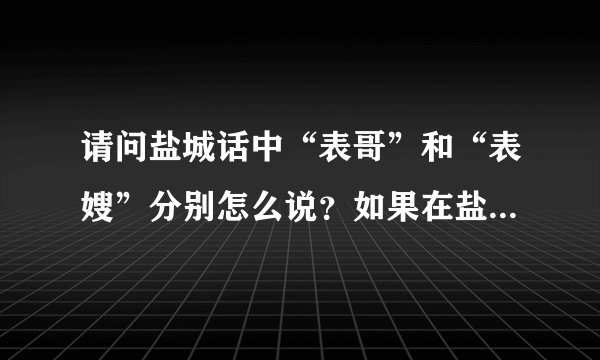 请问盐城话中“表哥”和“表嫂”分别怎么说？如果在盐城有特别的说法，请把这个特别的说法写下来。