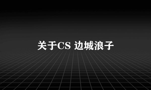 关于CS 边城浪子