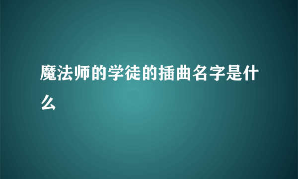 魔法师的学徒的插曲名字是什么