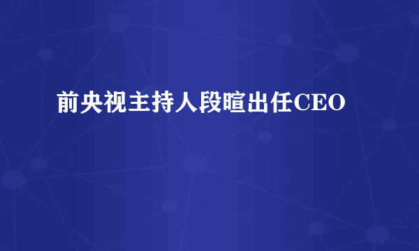 前央视主持人段暄出任CEO