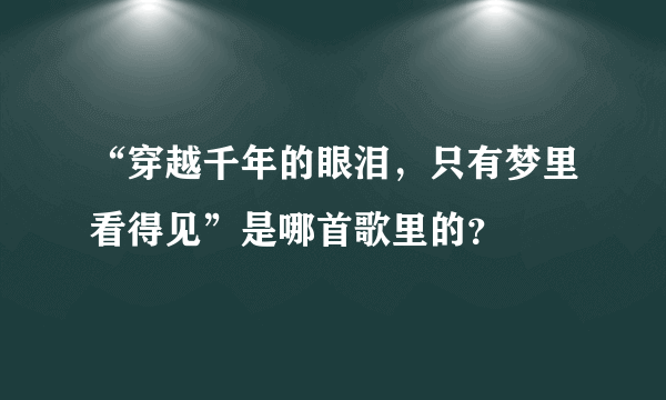 “穿越千年的眼泪，只有梦里看得见”是哪首歌里的？