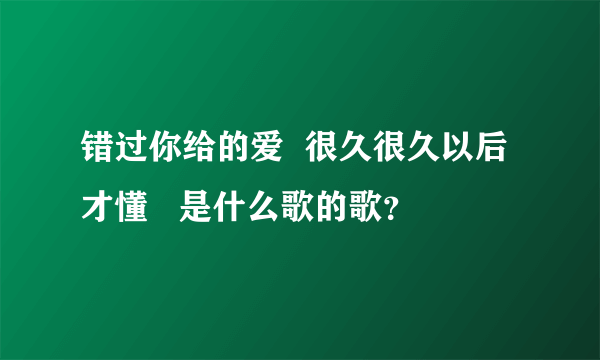 错过你给的爱  很久很久以后才懂   是什么歌的歌？