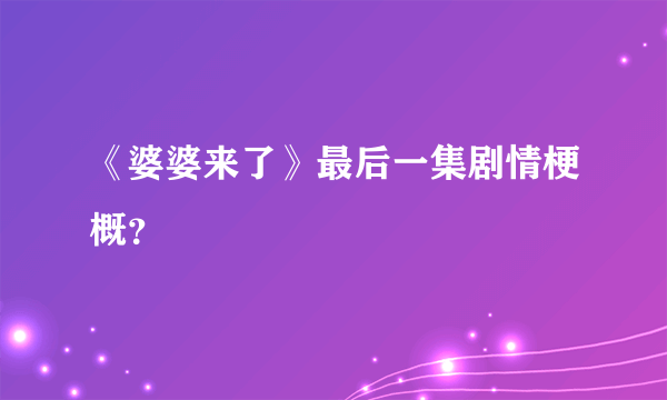 《婆婆来了》最后一集剧情梗概？