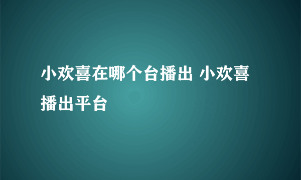 小欢喜在哪个台播出 小欢喜播出平台