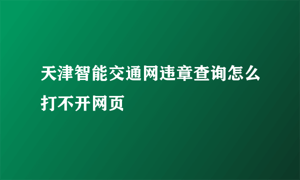 天津智能交通网违章查询怎么打不开网页