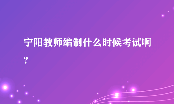 宁阳教师编制什么时候考试啊？