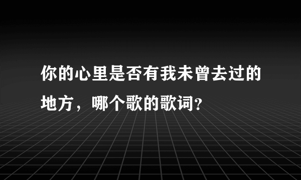 你的心里是否有我未曾去过的地方，哪个歌的歌词？