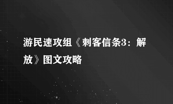 游民速攻组《刺客信条3：解放》图文攻略