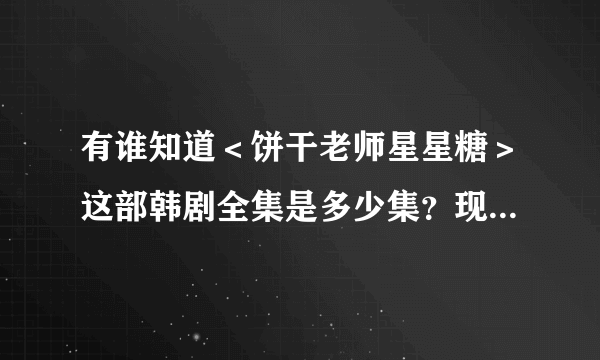 有谁知道＜饼干老师星星糖＞这部韩剧全集是多少集？现在有没有小说版的？