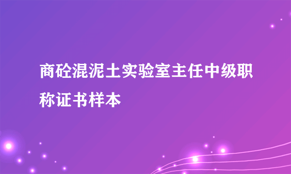 商砼混泥土实验室主任中级职称证书样本