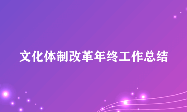 文化体制改革年终工作总结