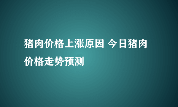 猪肉价格上涨原因 今日猪肉价格走势预测