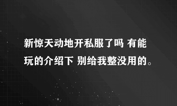 新惊天动地开私服了吗 有能玩的介绍下 别给我整没用的。