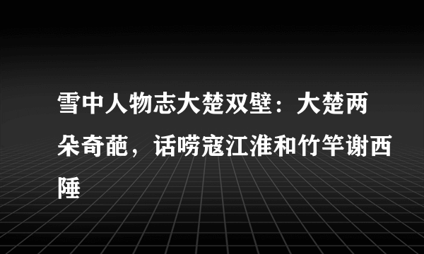 雪中人物志大楚双壁：大楚两朵奇葩，话唠寇江淮和竹竿谢西陲