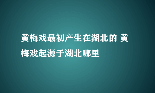 黄梅戏最初产生在湖北的 黄梅戏起源于湖北哪里