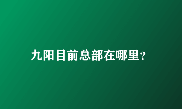 九阳目前总部在哪里？