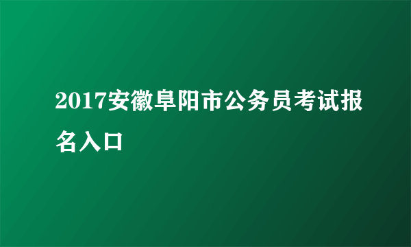 2017安徽阜阳市公务员考试报名入口