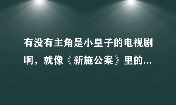 有没有主角是小皇子的电视剧啊，就像《新施公案》里的十三阿哥胤祥一样