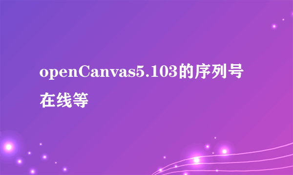 openCanvas5.103的序列号 在线等