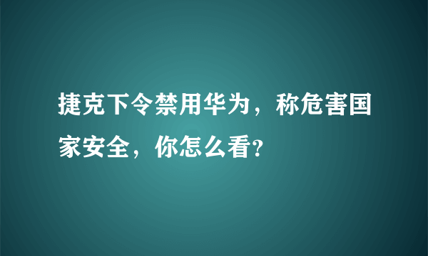 捷克下令禁用华为，称危害国家安全，你怎么看？