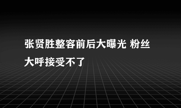 张贤胜整容前后大曝光 粉丝大呼接受不了