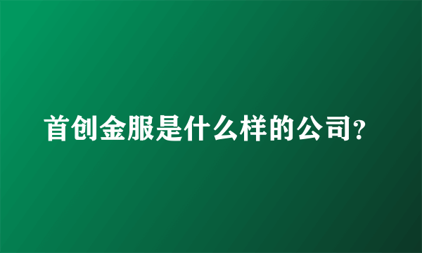 首创金服是什么样的公司？