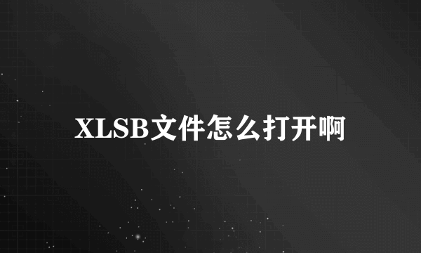 XLSB文件怎么打开啊